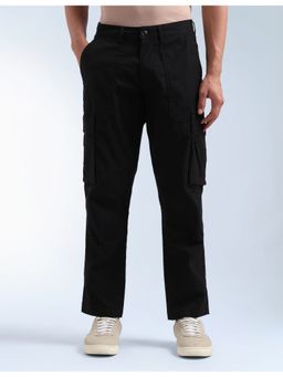 Flying Machine - Men Black Cotton Solid Cargo