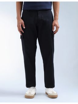 Flying Machine - Men Blue Cotton Solid Cargo
