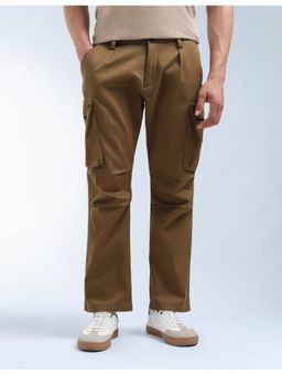 Flying Machine - Men Brown Cotton Solid Cargo