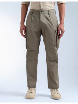 Flying Machine - Men Green Cotton Solid Cargo
