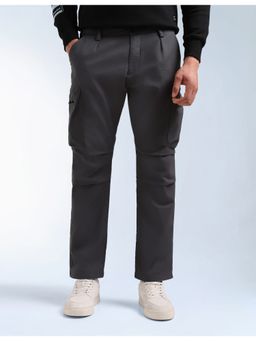 Flying Machine - Men Grey Cotton Solid Cargo