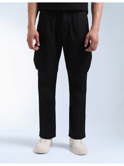 Flying Machine - Men Black Cotton Solid Cargo