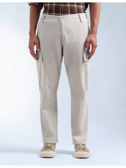 Flying Machine - Men Grey Cotton Solid Cargo