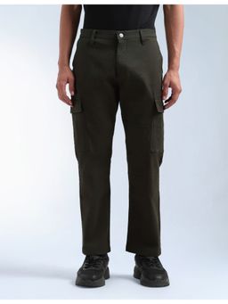 Flying Machine - Men Green Cotton Solid Cargo