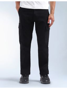 Flying Machine - Men Black Cotton Solid Cargo