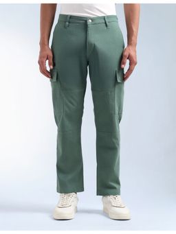 Flying Machine - Men Green Cotton Solid Cargo