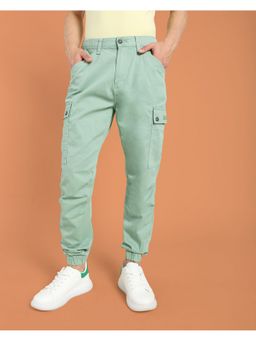 Flying Machine - Men Green Cotton Solid Cargo