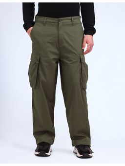 Flying Machine - Men Green Cotton Stripe Cargo