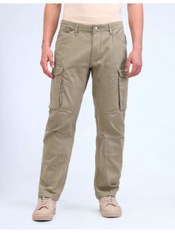 Flying Machine - Men Green Cotton Solid Cargo