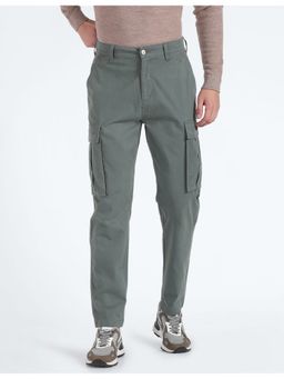 Flying Machine - Men Green Cotton Solid Cargo