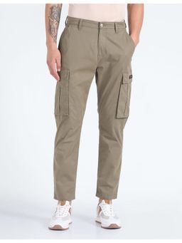 Flying Machine - Men Green Cotton Solid Cargo