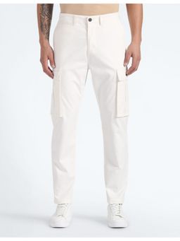 Flying Machine - Men White Cotton Solid Cargo