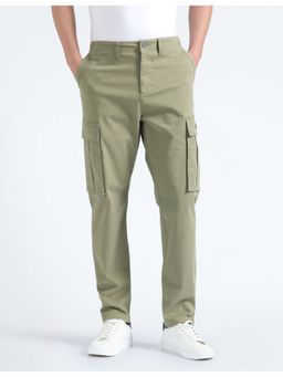 Flying Machine - Men Green Cotton Solid Cargo