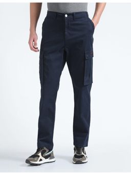 Flying Machine - Men Blue Cotton Solid Cargo