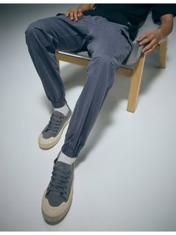 Flying Machine - Men Grey Cotton Solid Cargo