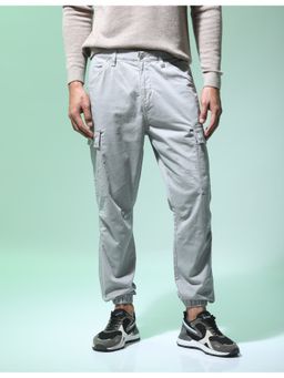 Flying Machine - Men Grey Cotton Solid Cargo