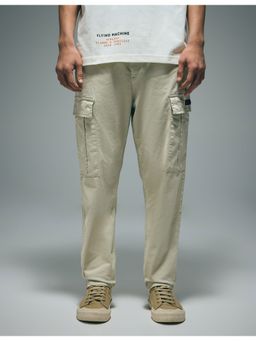 Flying Machine - Men Beige Cotton Solid Cargo