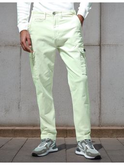 Flying Machine - Men Green Cotton Solid Cargo