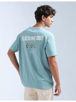 Flying Machine - Blue Graphic Printed Pure Cotton T-Shirt