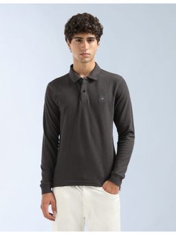 Flying Machine - Grey Textured Regular Fit Polo T-Shirt