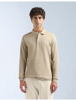 Flying Machine - Beige Solid Regular Fit Polo T-Shirt
