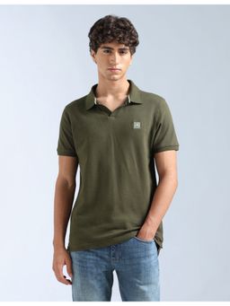 Flying Machine - Green Regular Fit Textured Polo T-Shirt