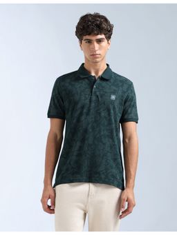 Flying Machine - Green Tropical Printed Regular Fit Polo T-Shirt