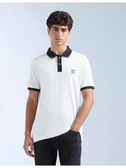 Flying Machine - White Regular Fit Solid Polo T-Shirt