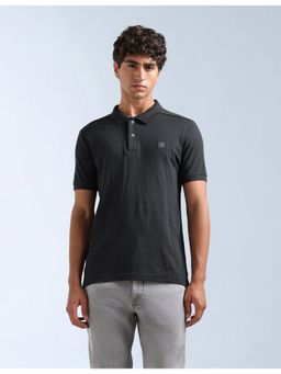 Flying Machine - Grey Solid Regular Fit Polo T-Shirt