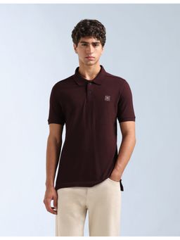 Flying Machine - Maroon Solid Regular Fit Polo T-Shirt
