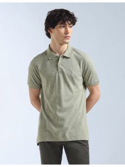 Flying Machine - Green Floral Printed Regular Fit Polo T-Shirt