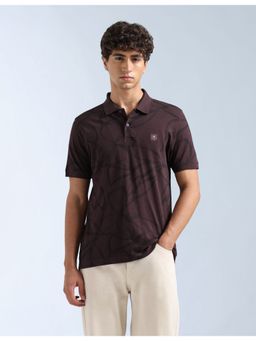 Flying Machine - Brown All Over Printed Regular Fit Polo T-Shirt