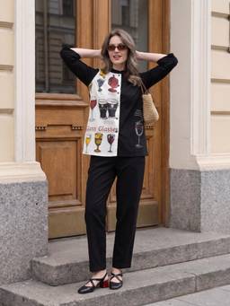 ZUMMER - Women Black Colorblock Pure Cotton Shirt with Pant