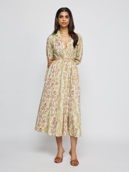 Label Ritu Kumar - Women Off White Floral Cotton Blend Dress