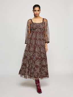 Label Ritu Kumar - Women Brown Floral Nylon Dress