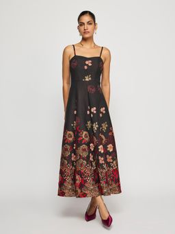Label Ritu Kumar - Women Black Floral Polyester Dress