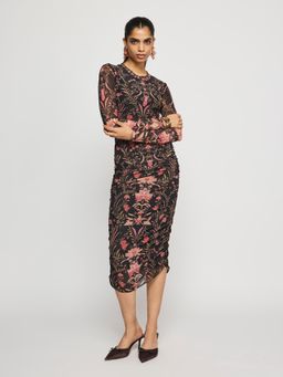 Label Ritu Kumar - Women Black Floral Polyester Dress