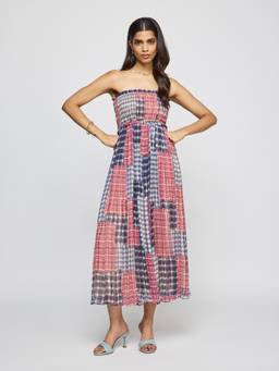 Label Ritu Kumar - Women Multi-Color Checks Chiffon Dress