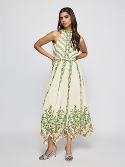 Label Ritu Kumar - Women Off White Floral Crepe Dress