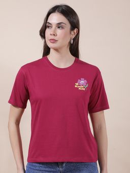 Cantabil - Women Purple Printed Polycotton T-Shirt