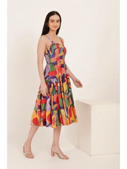 Polago Clothing - Women Multi-Color Printed Viscose Blend Dress