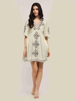 Label Ritu Kumar - Women White Printed Cotton Dress