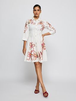 Label Ritu Kumar - Women White Floral Cotton Blend Dress