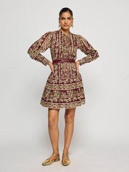 Label Ritu Kumar - Women Brown Floral Cotton Dress