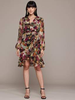 Label Ritu Kumar - Women Multi-Color Floral Chiffon Dress