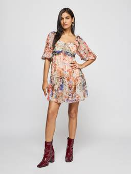 Label Ritu Kumar - Women Multi-Color Floral Chiffon Dress