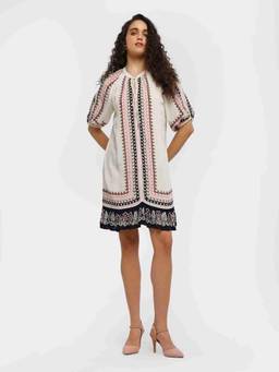 Label Ritu Kumar - Women White Printed Crepe Dress