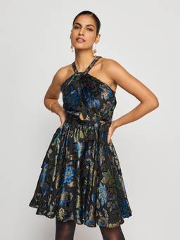 Label Ritu Kumar - Women Black Floral Viscose Blend Dress