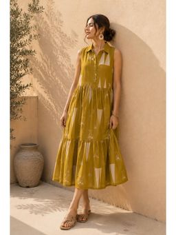 Vastramyaa - Women Mustard Printed Cotton Dress