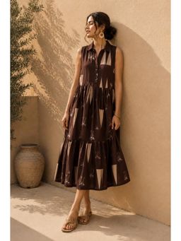 Vastramyaa - Women Brown Printed Cotton Dress